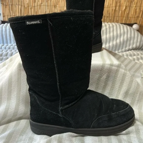 BEAR PAW Black Classic Snow Winter Boots Women’s Size 10 Black Faux Fur Lining - Picture 6 of 16
